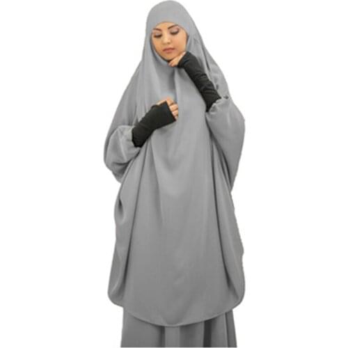 Eid Hooded Muslim Women Hijab Dress Prayer Garment Set Long Khimar Skirt 2 Piece Jilbab Abaya Ramadan Gown Abayas Islamic Niqab