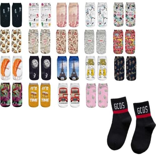 Hot Sale 3D Print Funny Cute Cartoon Kitten Unisex Short Socks Creative Colorful Multiple Happy Low Ankle Socks For Women