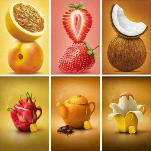 EverShine DIY Diamond Painting Cartoon Cross Stitch Diamond Embroidery Fruit Picture Rhinestones Home Decoration Handicrafts