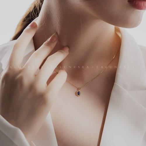 Moon Blue Sea·Stars 925 Sterling Silver Necklace Pendant Sapphire Luxury Elegant Special Design Trendy Vintage Fine Jewelry Gift