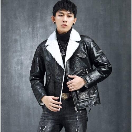 Shearling Mens Motorcycle Clothing Leather Jacket B3 Flying Air Force Fur