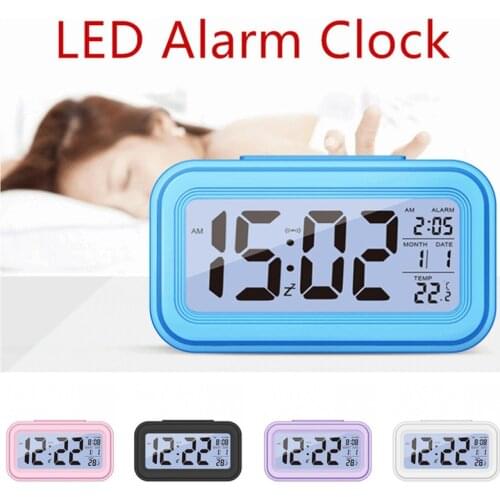 Table Digital Electronic Desktop Clocks LED Alarm Clock Light Electronic Large Time Temperature Display Clocks Home Decoration