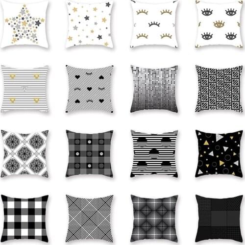 Silver Geometric Printing Series Home Decoration Polyester Pillow Cover
