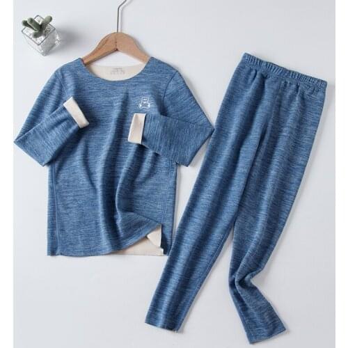 Boys Pajamas Sets Long Sleeve Warm Cotton Winter Girls Underwears Suits 2pcs Children House Wear Home Pajamas Long Johns for Kid