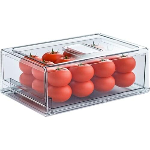 Plastic Stackable Kitchen Pantry Cabinet,Refrigerator,Freezer Food Storage Box with Lid,Organization for Fruit/Snacks
