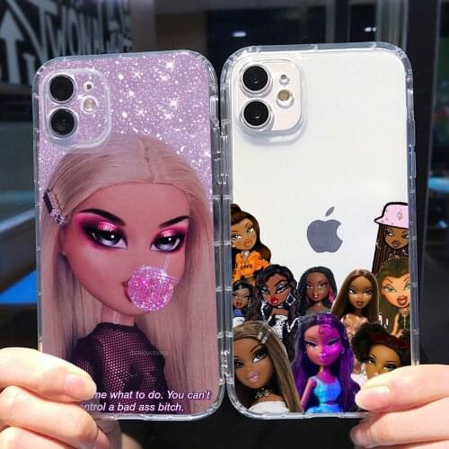 Transparent Gifts Cute Girl Bratz doll Phone Case For Iphone 12 PRO MAX 7 8 plus 11 PRO XR XS MAX Silicone Shell Soft TPU Cover