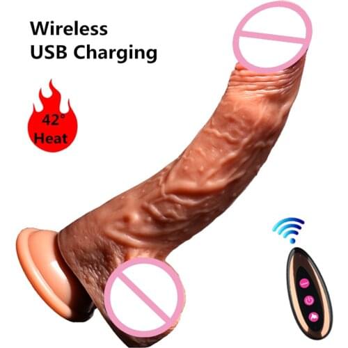 Realistic Dildo Vibrator Electric Heating Vibrating Big Huge Penis G Spot Sex Toys for Women, USB Rechargeable, Telescopic Dildo