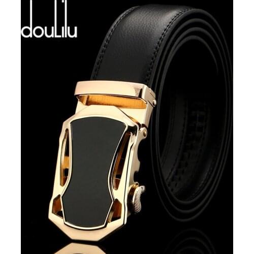 2020 Brand Black Brown Leather Belt for Men Luxury Brand Fashion Automatic Buckle Ratchet Belts Comfort Cowhide Male Waist Belt