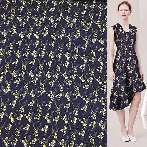 Silk stretch georgette gauze silk fabric 135cm width yellow flower design,SCG476
