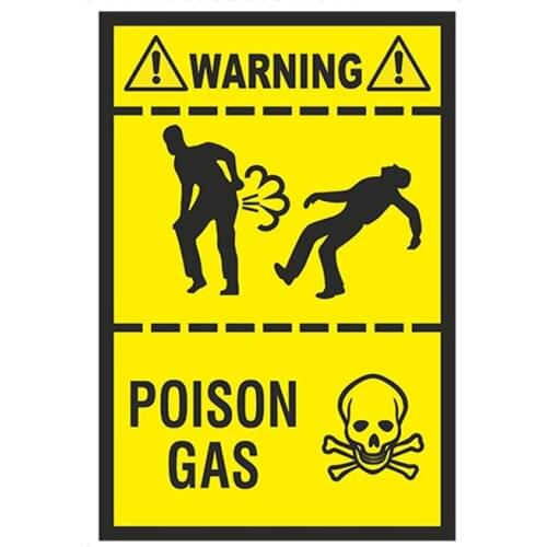 Car Styling Poison Gas Fart 3D Car Sticker Funny Warning Farting Gases Truck Toilet Waterproof Car Accessories 13x9cm