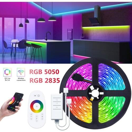 LED Strips Light RGB Ribbon Flexible Diode SMD Room Decoration Luces led Lamp String Tuya Wifi Touch Compatible Alexa Controller