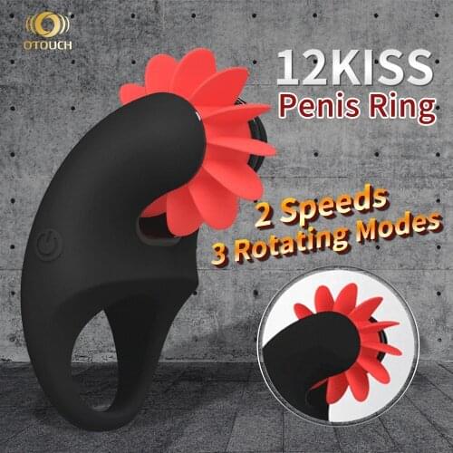 OTOUCH Rotation Oral Tongue Licking Penis Vibrating Ring G-spot Massage Vagina Clitoris Stimulate Vibrator Sex Toys for Couples