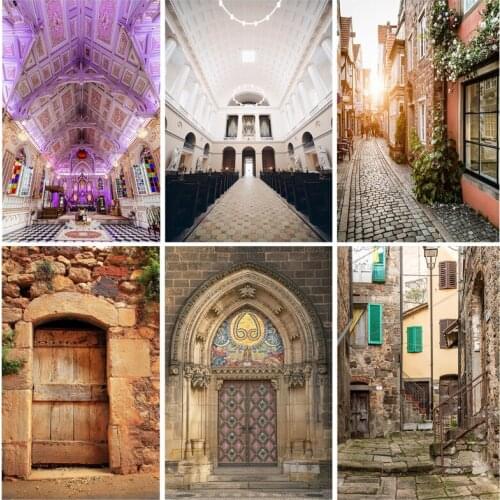 Vintage Building Brick Wall Wooden Door Photography Backdrops Children Baby Portrait Photo Background Studio Props 210329TYI-01