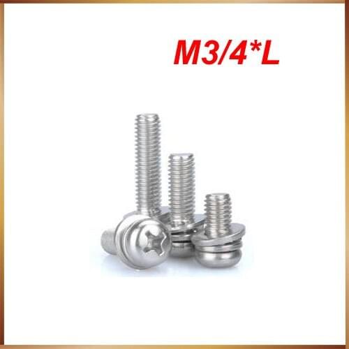 50Pcs M3 M4 carbon Steel Round Head Combination Tamper-resistant Screws HW013