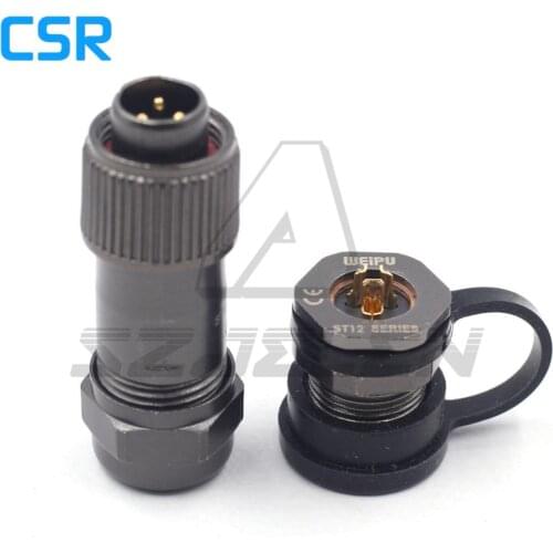 WEIPU ST12 series 3pin Cable connector IP68 waterproof plug and socket 12mm Panel Mount Connector