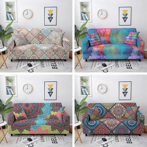 1/2/3/4 Seater Mandala Sofa Cover Sectional Stretch Elastic Sofa Cover for Living Room Armchair Couch Cover Home Decoration