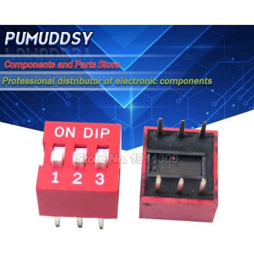 10PCS Slide Type Switch Module 3 Bit 2.54mm 1 Position Way DIP Red Pitch NEW
