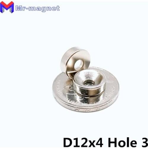 100pcs 12x4 hole: 3mm magnet countersunk ring 12x4-3 magnets 12mmx4mm Hole: 3mm rare earth N35 12*4 hole 3mm magnet 12x4-3mm