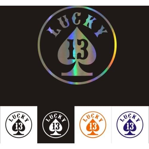 12.5*12.5CM LUCKY 13 Spades Car Sticker Decal Funny Motorcycle Decorative Personality Car Styling Black/Silver