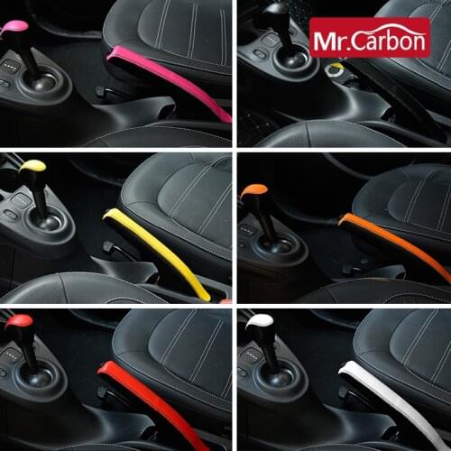 2pcs Car Gear Shift Knob Cover Leather Handbrake Protection Case For Mercedes Smart fortwo forfour 453 Car Styling Accessories