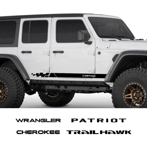 2PCS Car Door Side Decor Sticker For Jeep Renegade Wrangler JK JL Cherokee Patriot Trail Hawk Compass Vinyl PVC Auto Accessories