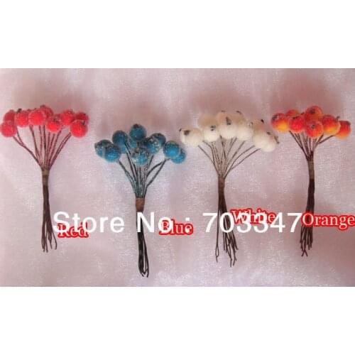 220 Bunches=2640pcs Sparkle Balls W/wired Stem For Favor Box Decoration Wedding Supplies,Mix 4 Colors