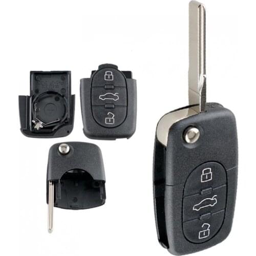 3 Buttons Auto Car Key Fob Case Shell Replacement with HAA Blade Flip Folding Remote Cover Fit for Audi A2 A3 A4 A6 A8 TT