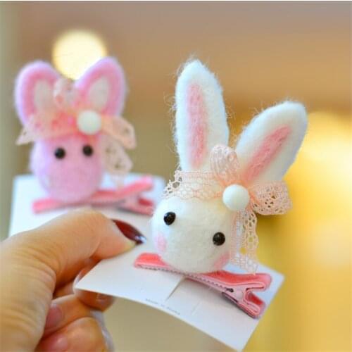 8pcs/Lot New Lovely Plush Rabbit Hair Clip Girls Cute Japanese Cute Barrettes Sweet Bowknot Kawaii Soft Sister Side Clip