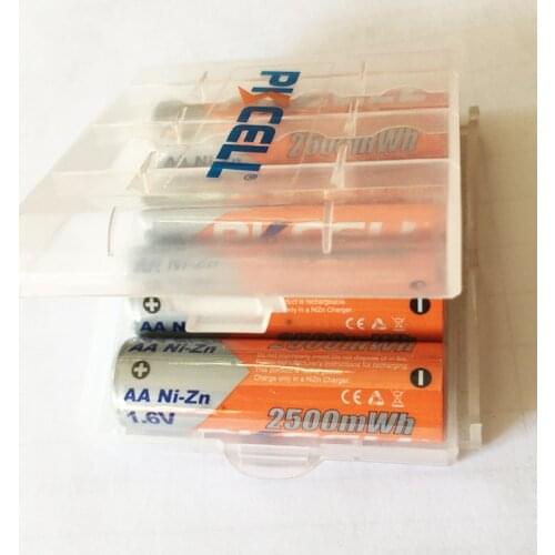 4Pcs PKCELL aa NIZN AA Rechargeable Battery 2500mWh 1.6V Green Battery Less Pollution and 1pc boxes hold case