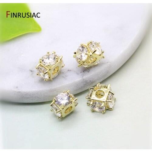 Shiny Zircon Beads DIY Jewelry Spacer Beads Handmade Beaded Bracelet Necklace Accessories