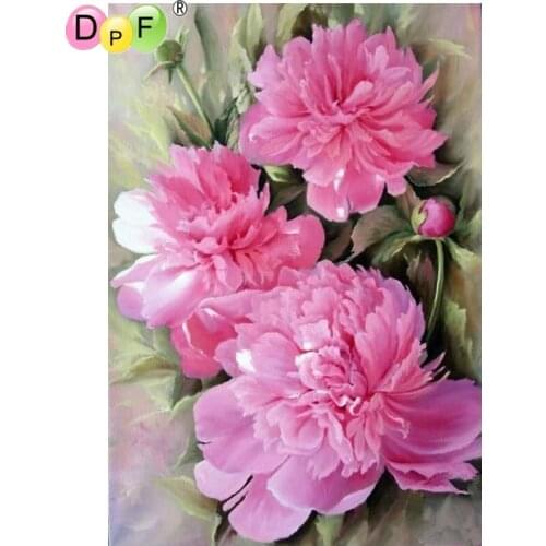 DPF DIY Pink flowers 5D diamond embroidery crafts diamond painting cross stitch home decor wall painting diamond mosaic square