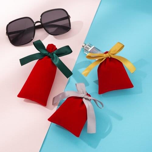 50 Velvet Gift Bags Personalized Custom Red Drawstring Bags Jewelry Packaging Bags Flannel Pouches Chic Wedding Candy Favor Bags