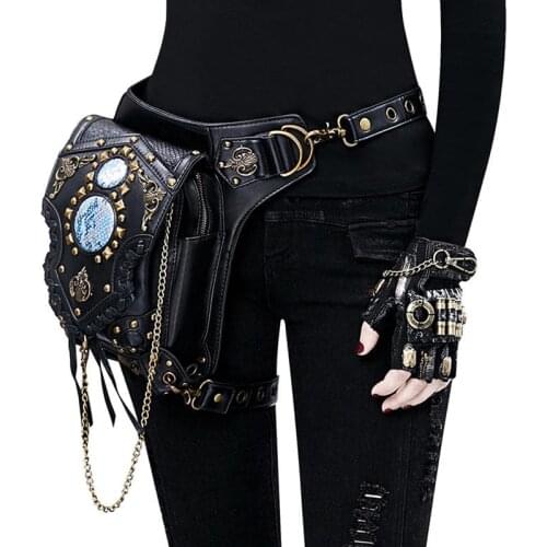 Leg bag leather Women men Steampunk Bags Gothic Messenger Handbag Shoulder Bag Vintage Fashion Retro Rock Waist Pack Pouch Bags
