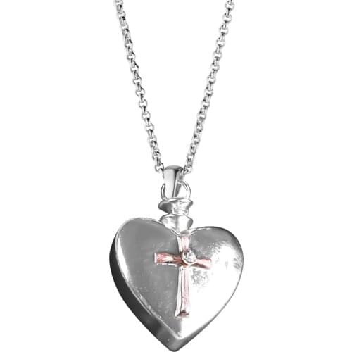 Cross Heart Shape Urn Ashes Necklace Pets Family Cremation Memory Keepsake Necklace For Women Jewelry