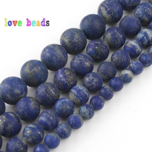 AAA Natural Lapis Lazuli Stone Beads Dull Polish Matte Stone Round Bead for jewelry Making DIY Bracelet Necklace 15'Strand