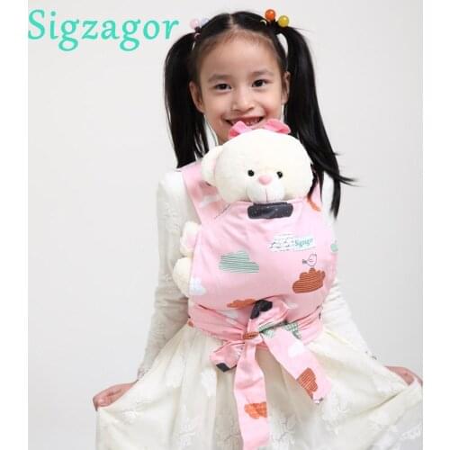 [Sigzagor] Baby Doll Carrier Mei Tai Sling Toy For Kids Children Toddler Gift Front Back Owl Dot Flower 20 Choices