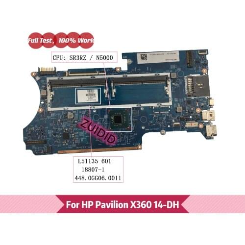 L51135-601 18807-1 448.0GG06.0011 For HP Pavilion X360 14-DH 14T-DH Laptop Motherboard L51135-001 with N5000 CPU 100% Tested OK
