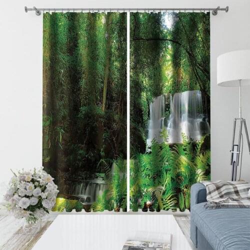 Beautiful Photo Fashion Customized 3D Curtains green nature scenery curtains 3D Window Curtains For Living Room Bedroom