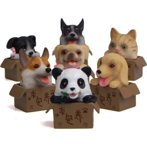 Cartoon Animals Toys Kitten French Bull Dog Golden Retriever Border Collie Adorable Pet PVC Figures Models Desk Toys Kids Gift