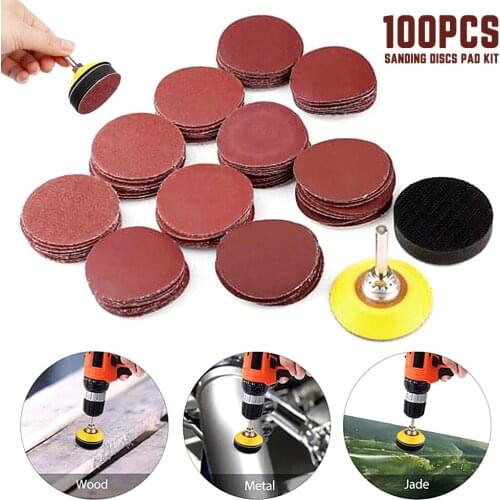 100pcs Set 2 inch Sanding Discs Pad Kit for Drill Grinder Rotary Tools with Backer Plate Includes 60-1000 Grit Sandpapers
