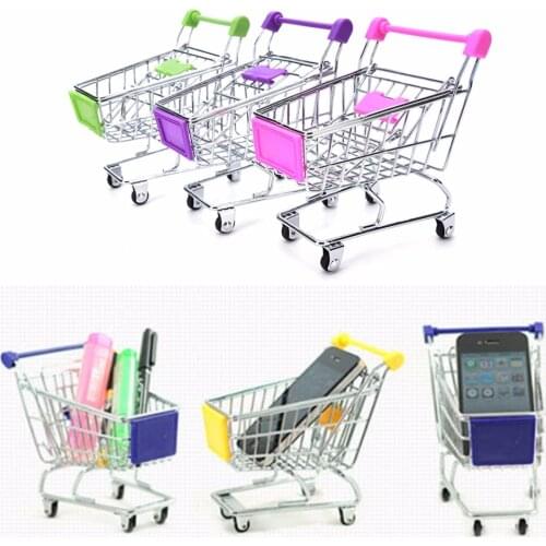 New 1PC Mini Child Supermarket Handcart Shopping Cart Toy Shopping Utility Cart Mode Storage Toy Organizer Craft Toy