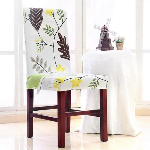 New Elegant Leaf Pattern Wedding Decor Chair Cover Spandex Office Kitchen Elastic Stretch Seat Case Silpcover Housse De Chaise
