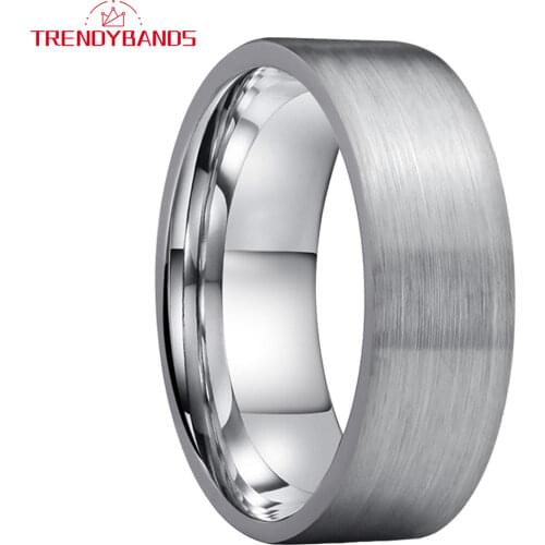 12MM Mens Tungsten Carbide Engagement Rings Wedding Bands Pipe Cut Brushed Finish Comfort Fit