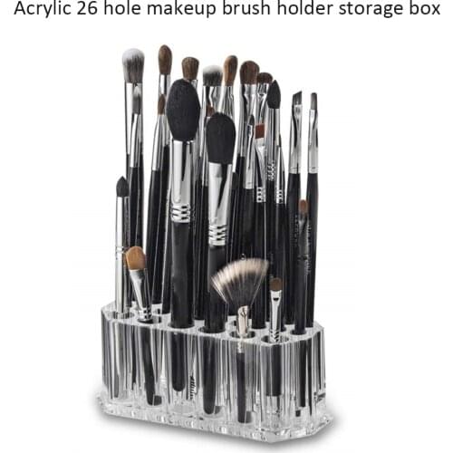 26 Holes Makeup Brush Holder Rack Transparent Acrylic Make Up Brushes Stand Drying Shelf Display Rack Cosmetic Brushes Organizer