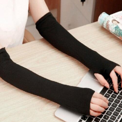 Fashion Elbow Gloves for Women Man Lady Warmer Knitted Long Fingerless Striped Gloves Mittens Christmas Gift Elbow Gloves