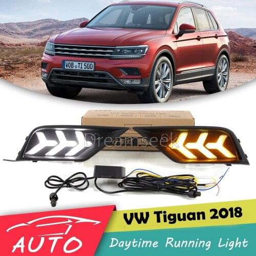 LED DRL For Volkswagen VW Tiguan 2018 Daytime Running Light Fog Lamp With Turn Signal
