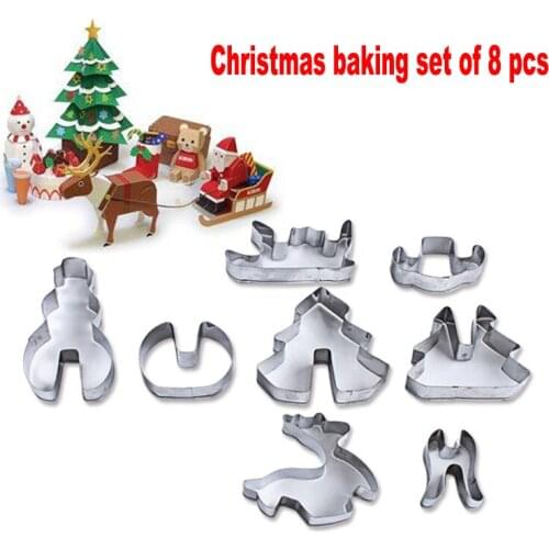 TM 4 5 8 10pcs Christmas Theme Pattern Cookies Cutter Mold Cake Decorating Tool Stainles Steel Chocolate Cutter DIY Baking Tools