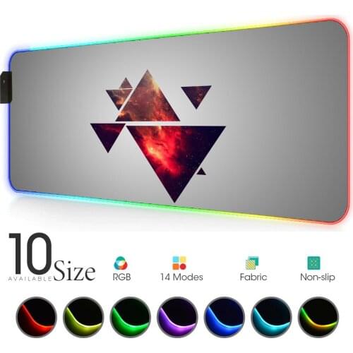 Triangle abstract RGB Mouse Pad gray Gamer Accessories Large LED MousePad Gaming Desk Mat PC Desk with Backlit Rubber mat