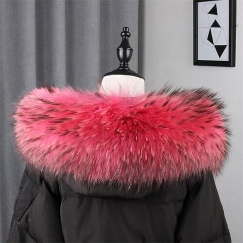 Genuine Natural 100% Real Raccoon Fur Collar Winter Women Coat Hooded Large Warm Fur Scarves Shawl Raccoon Fur Collar Wrap Cape