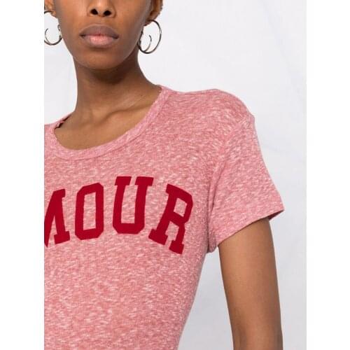 Women T-shirt 2021 New French Letter Print Round Neck Short Sleeve Ladies T-shirt